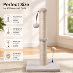 Cat Scratching Post for Kittens – Sisal Scratcher with Hanging Ball, Beige