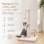 Cat Scratching Post for Kittens – Sisal Scratcher with Hanging Ball, Beige