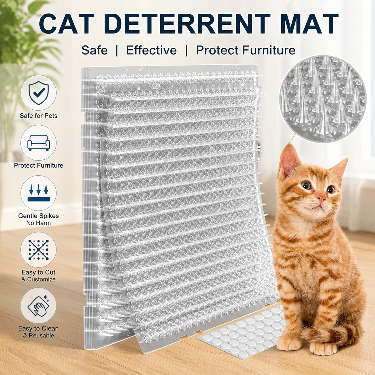12-Pack Cat Scat Mat – 16" x 13" Pet Deterrent Mat with Blunt Spikes for Indoor & Outdoor Use