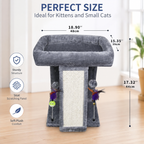 2-Tier Cat Tree with Scratching Post & Toy Balls – 17.7" Indoor Cat Tower