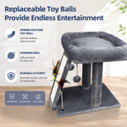 2-Tier Cat Tree with Scratching Post & Toy Balls – 17.7" Indoor Cat Tower