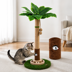 Tall Cat Scratching Post for Indoor Cats – Cat Scratcher Tree with Interactive Toys