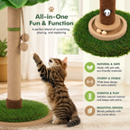 Tall Cat Scratching Post for Indoor Cats – Cat Scratcher Tree with Interactive Toys