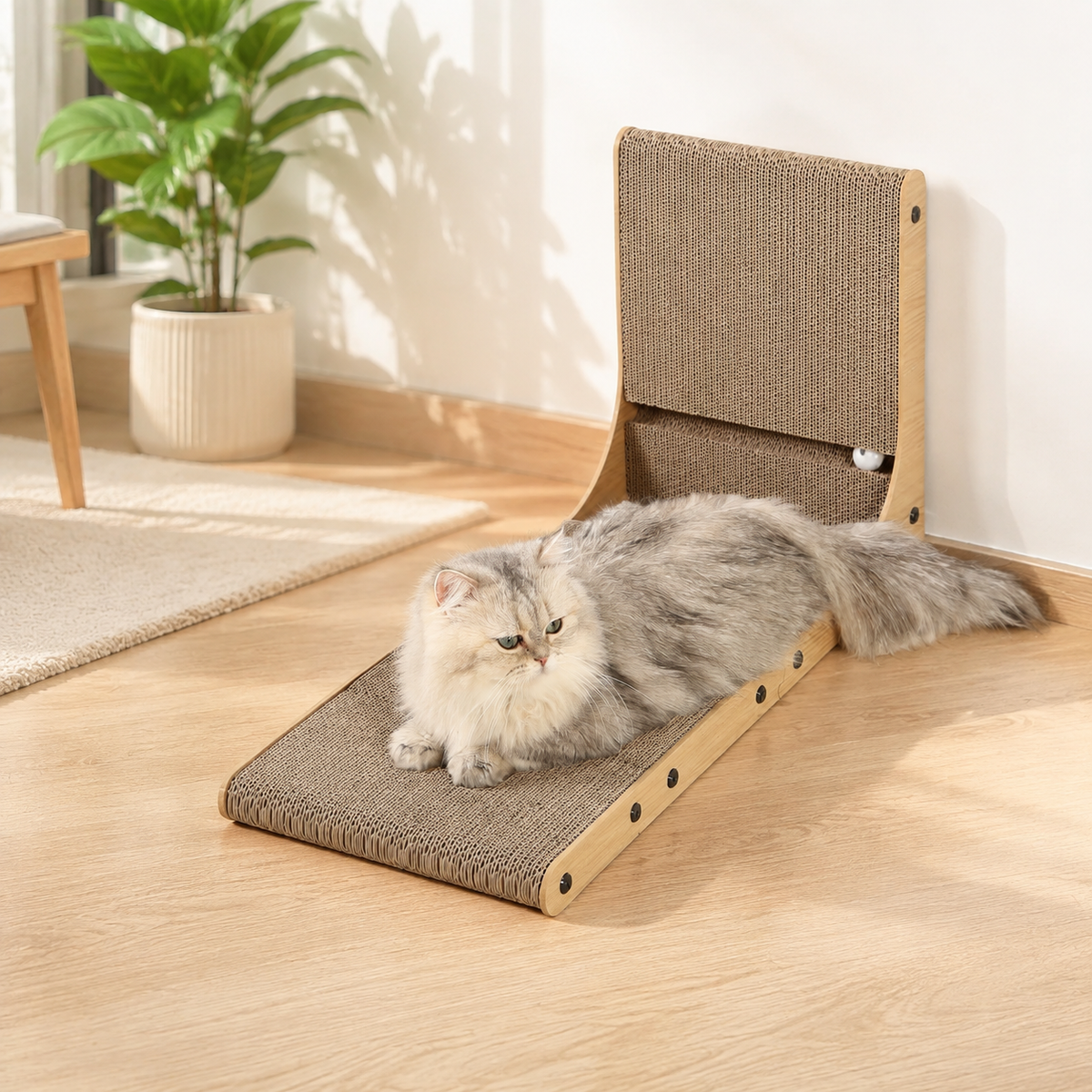2-Pack L-Shaped Cat Scratching Board – 25.6" Tall Cardboard Scratcher for Indoor Cats