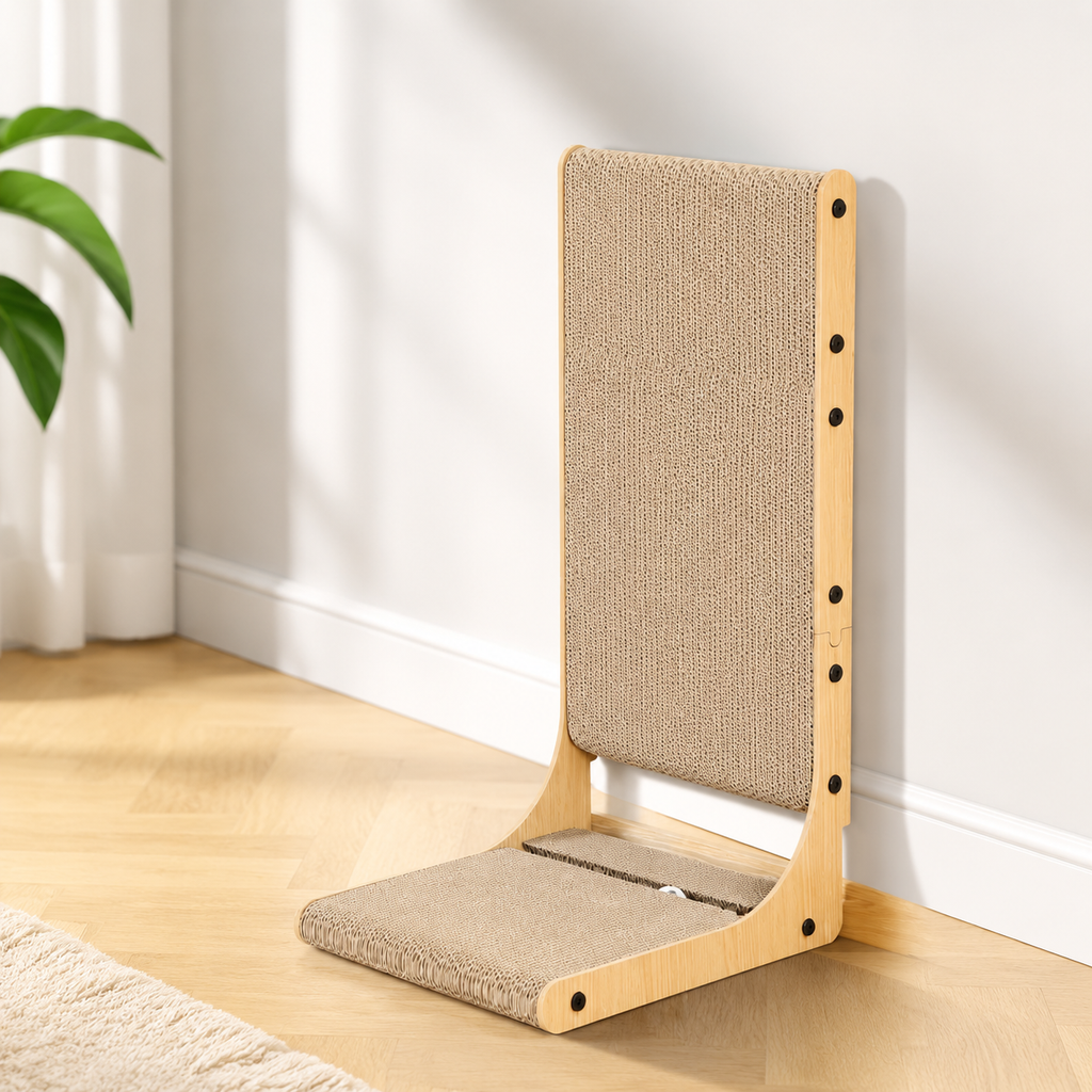 2-Pack L-Shaped Cat Scratching Board – 25.6" Tall Cardboard Scratcher for Indoor Cats