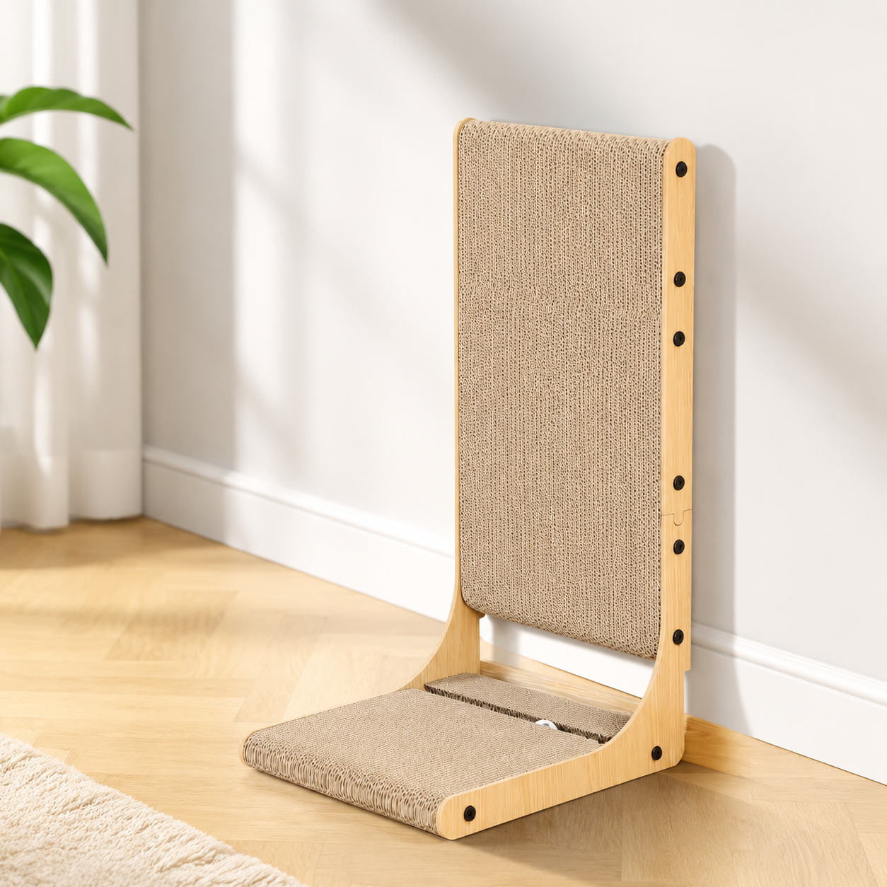 2-Pack L-Shaped Cat Scratching Board – 25.6" Tall Cardboard Scratcher for Indoor Cats
