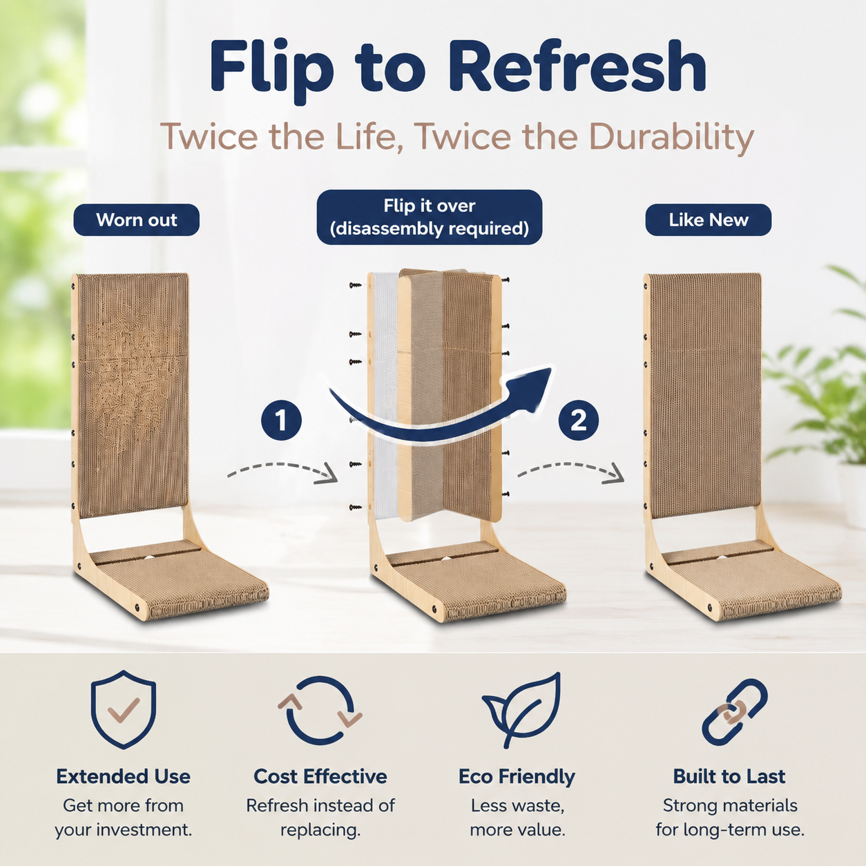 2-Pack L-Shaped Cat Scratching Board – 25.6" Tall Cardboard Scratcher for Indoor Cats