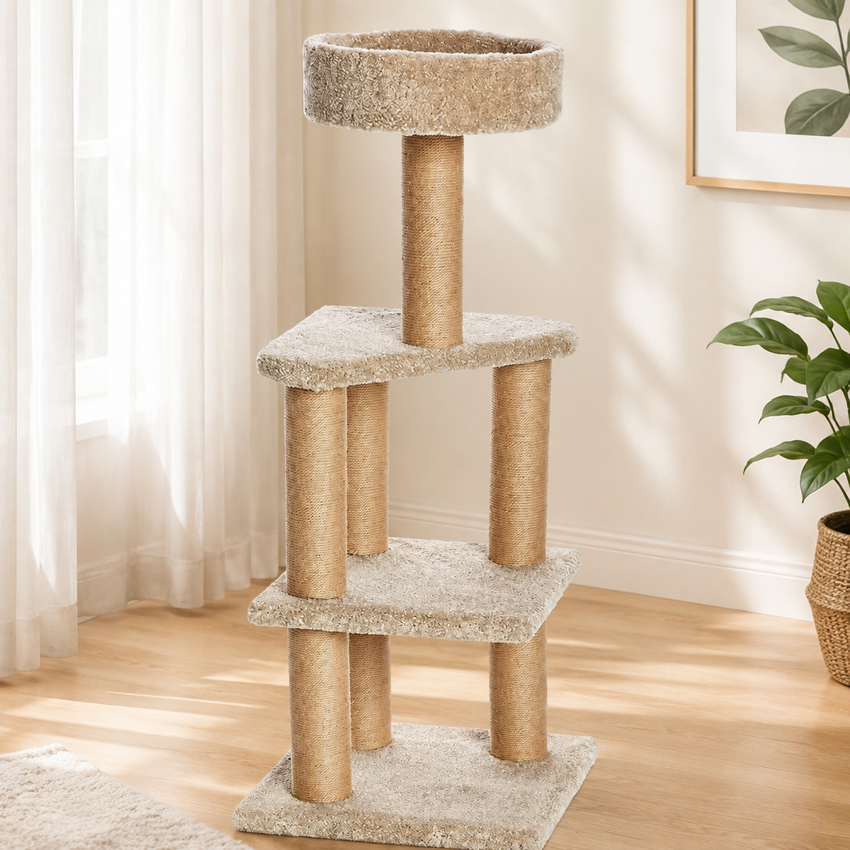 45.9" Multi-Level Cat Tree Tower with Jute Scratching Posts