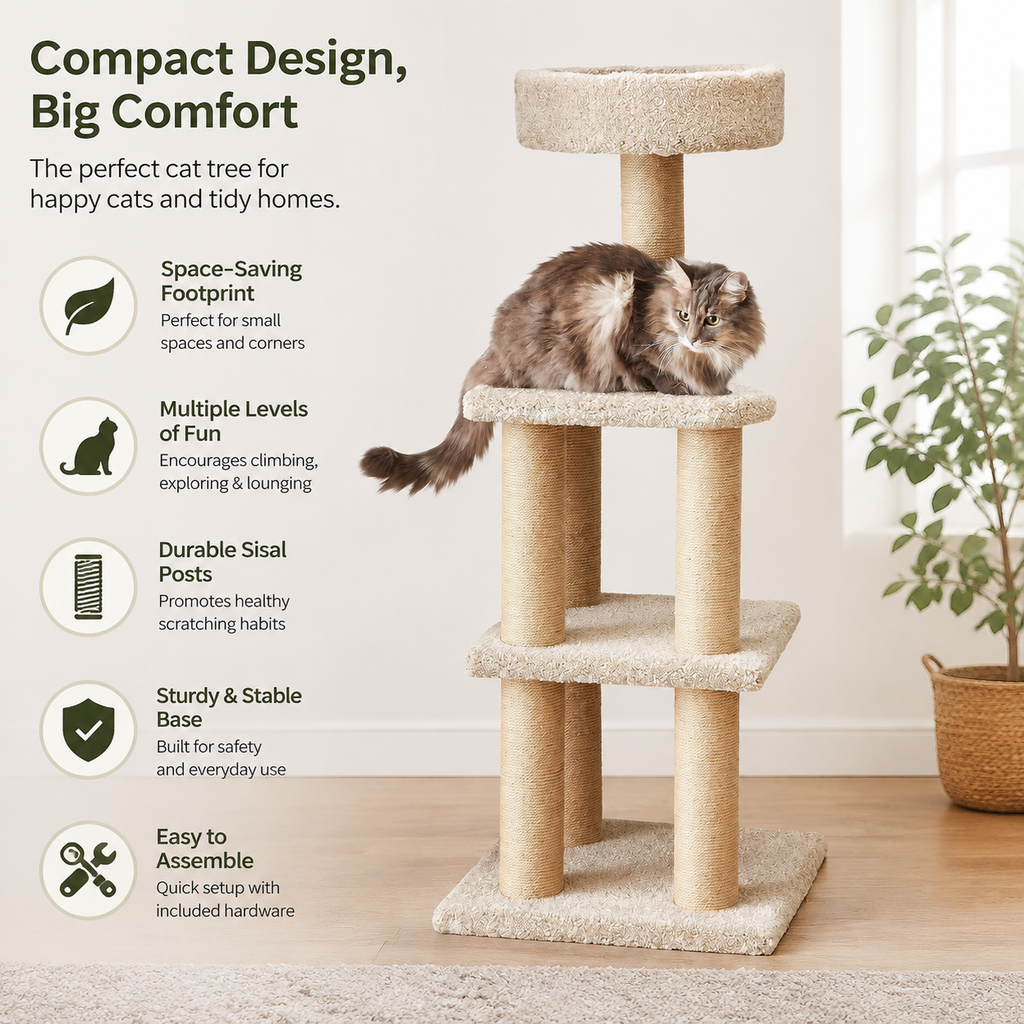45.9" Multi-Level Cat Tree Tower with Jute Scratching Posts