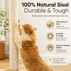 60" Tall Wall-Mounted Cat Scratching Post – Sisal Climbing Scratcher for Indoor Cats