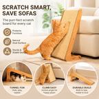 L-Shaped Sisal Cat Scratcher Ramp – Solid Wood Indoor Scratching Board