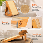 L-Shaped Sisal Cat Scratcher Ramp – Solid Wood Indoor Scratching Board