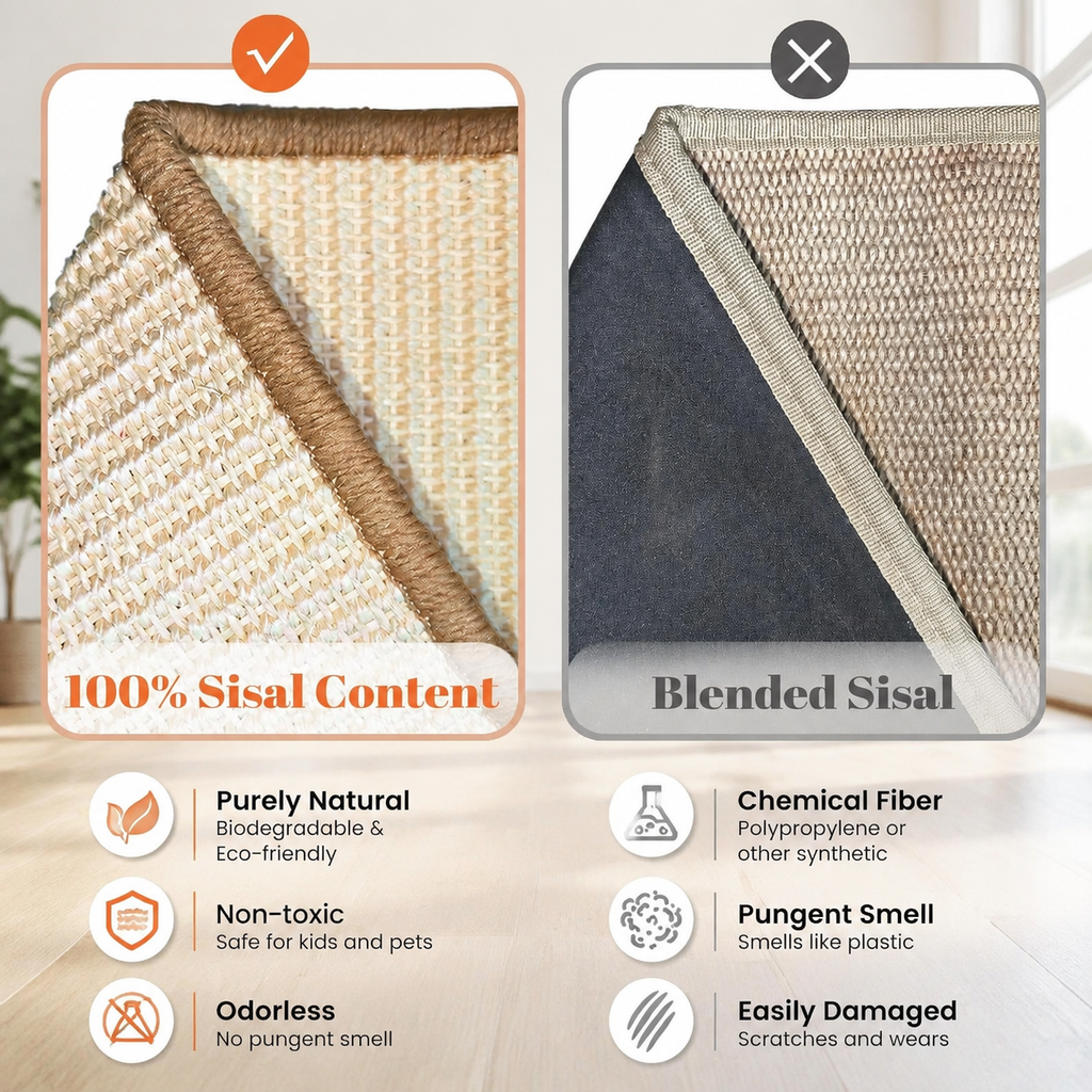 L-Shaped Sisal Cat Scratcher Ramp – Solid Wood Indoor Scratching Board