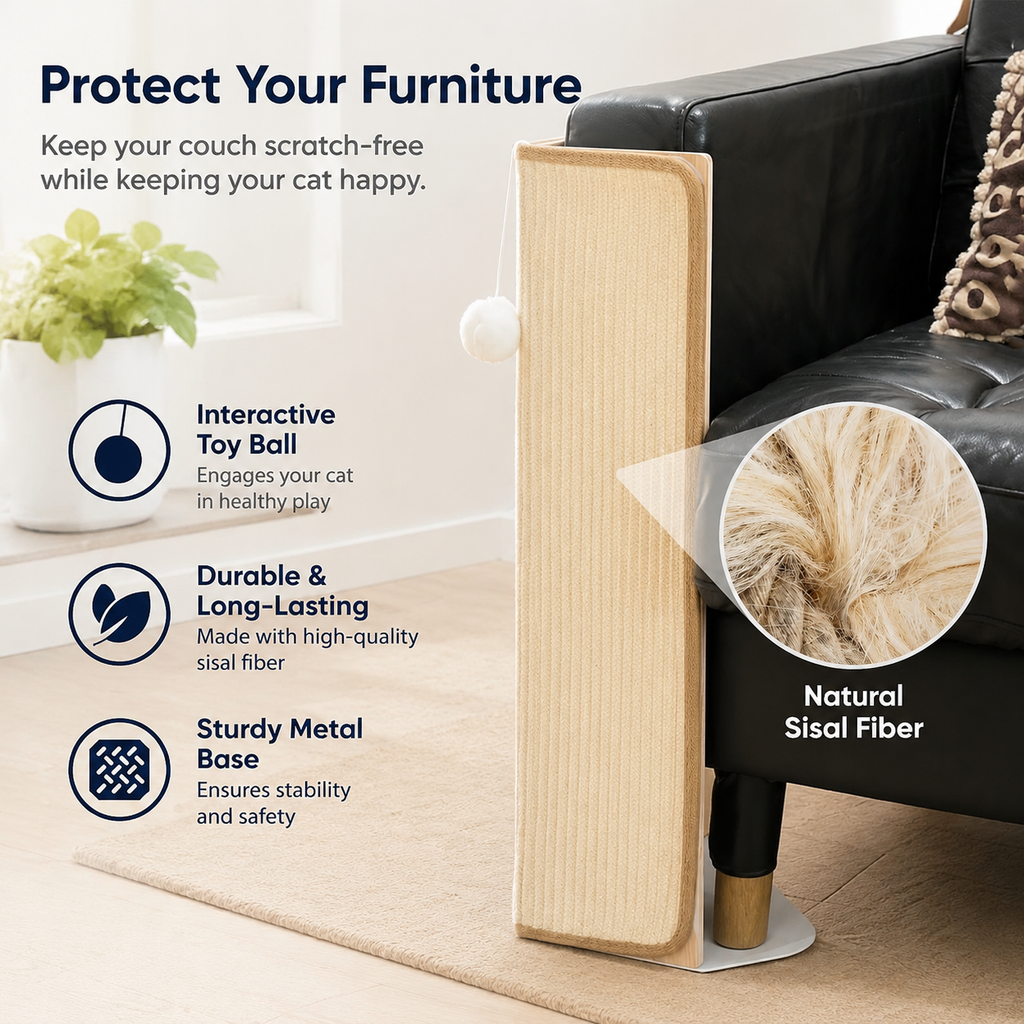 23.6" Under-Furniture Cat Scratcher – Sisal Scratch Pad for Couch & Sofa