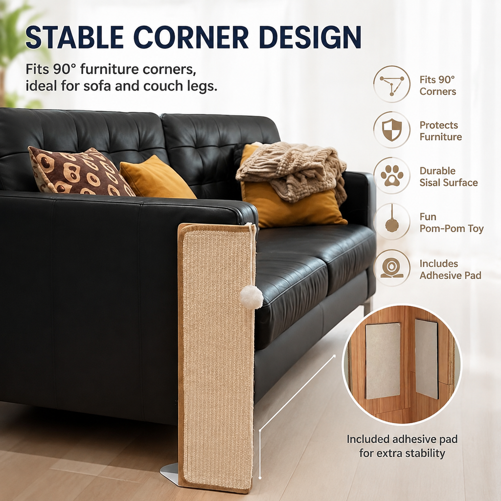 23.6" Under-Furniture Cat Scratcher – Sisal Scratch Pad for Couch & Sofa