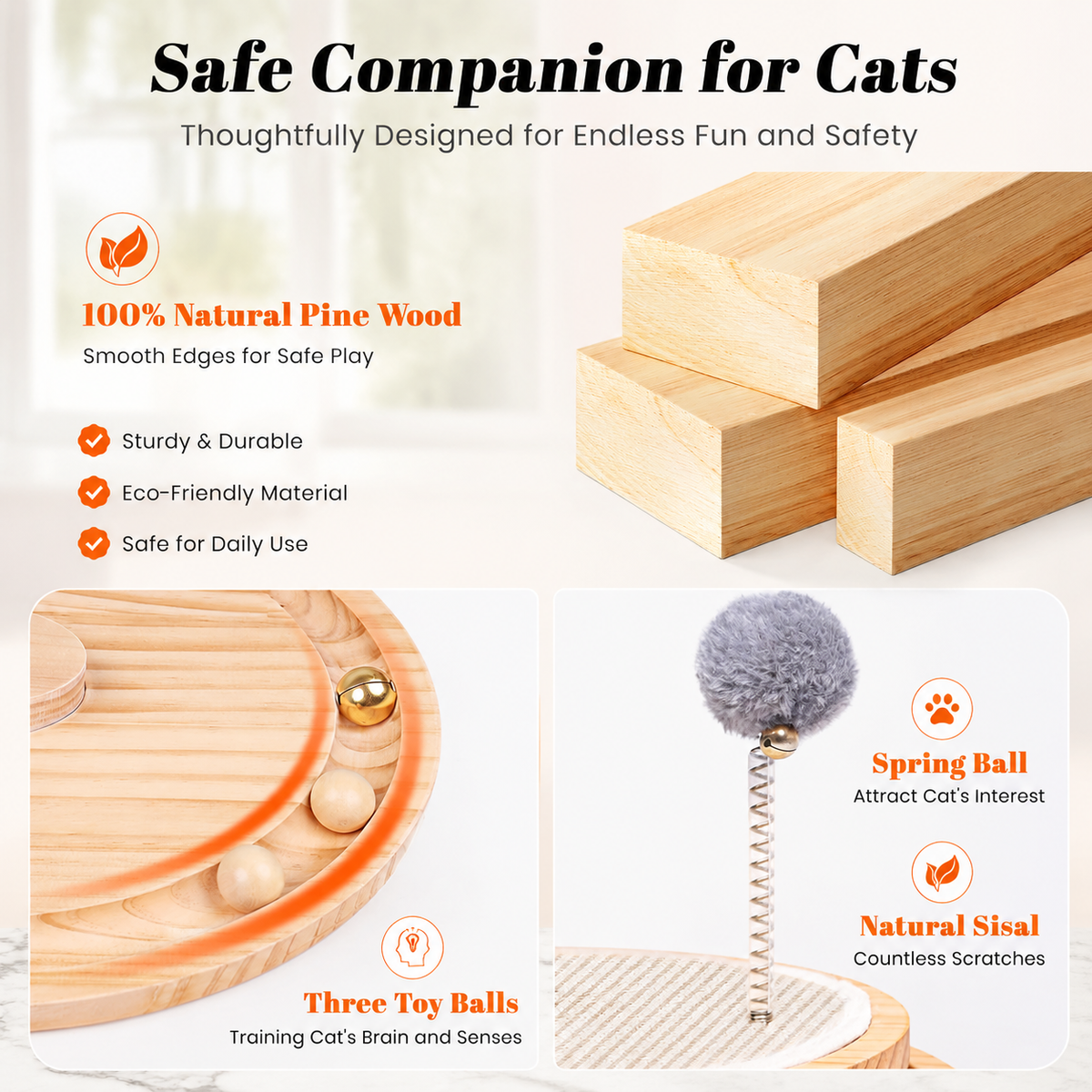 Natural Sisal Cat Scratcher with Ball Track – Interactive Scratching Toy for Cats