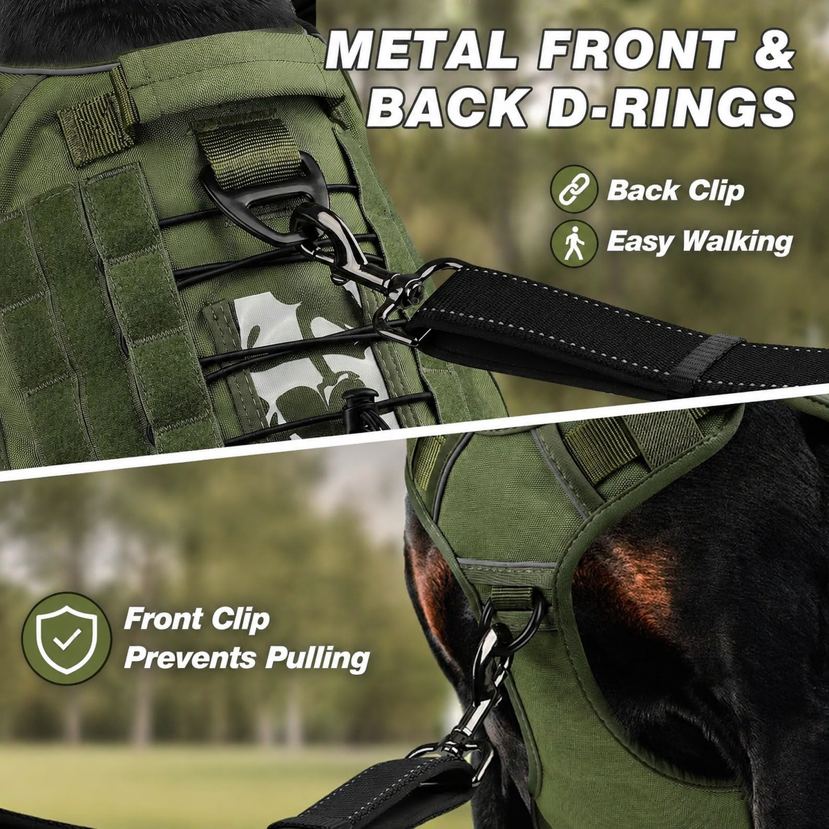 Tactical Dog Harness for Large Dogs – Adjustable No Pull Harness with Handle