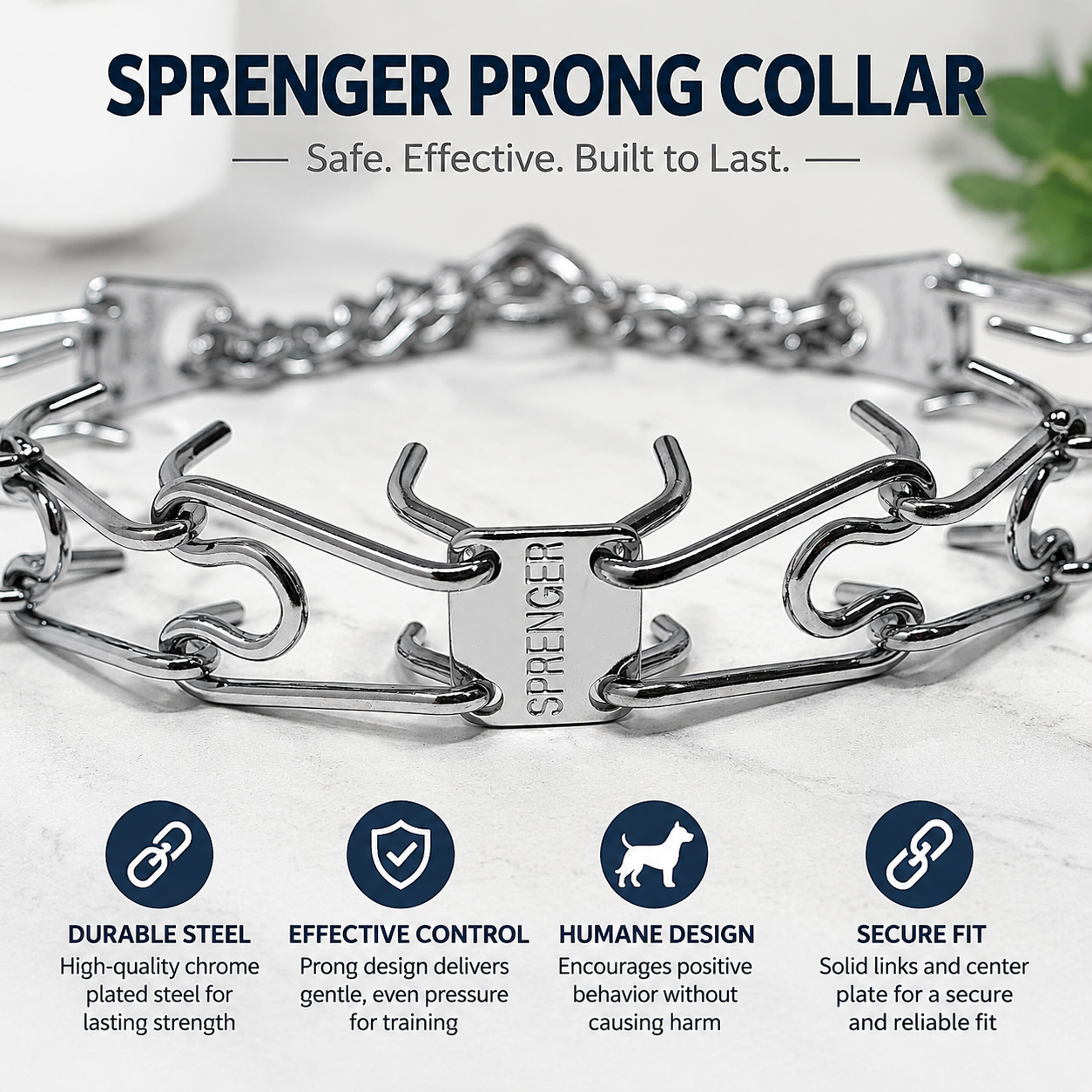 3.0mm Stainless Steel Prong Training Collar for Dogs – Adjustable 22" Anti-Pull Collar