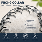 3.0mm Stainless Steel Prong Training Collar for Dogs – Adjustable 22" Anti-Pull Collar