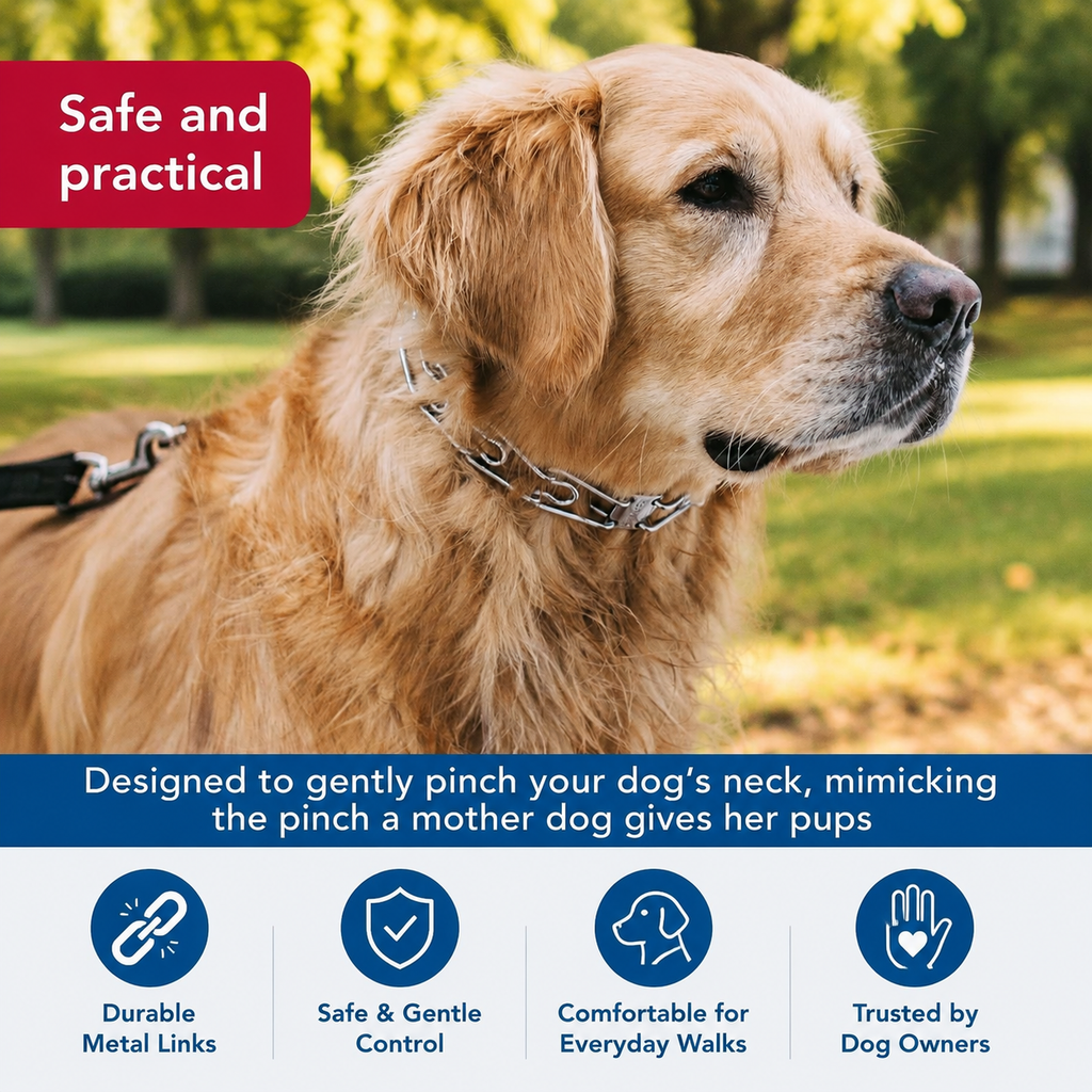 3.0mm Prong Dog Training Collar – 22" Adjustable Chrome-Plated Steel Collar