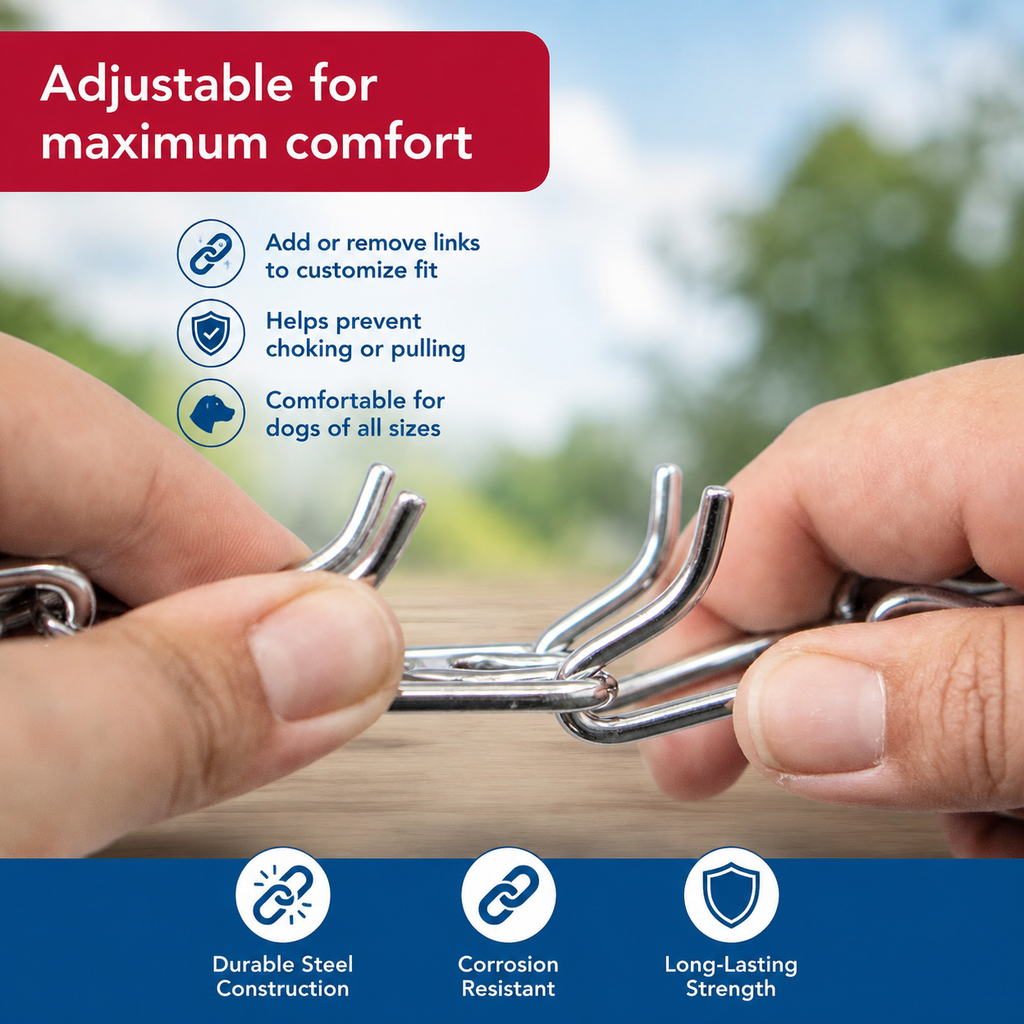 3.0mm Prong Dog Training Collar – 22" Adjustable Chrome-Plated Steel Collar